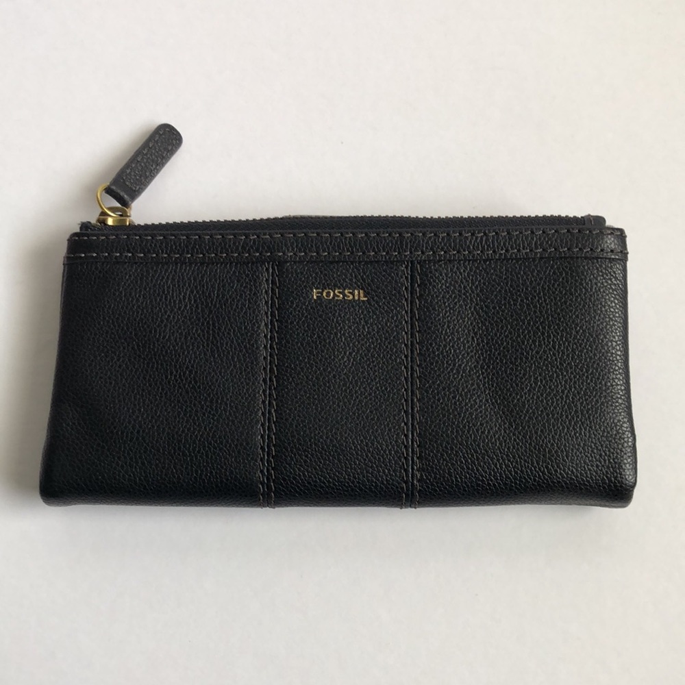 Fossil Ella black leather cowhide oblong clutch wallet - Picture 2 of 8